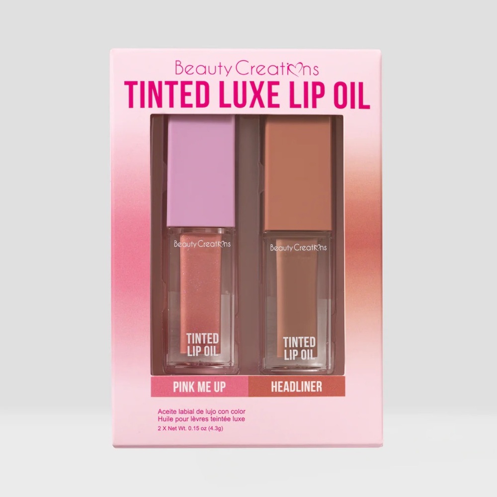 Beauty Creations Tinted Luxe Lip Oil Duo Set Stocking Stuffer - NEW in Box